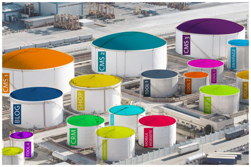 Big gas storage tanks seen in a harbour