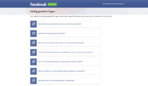 FAQ erstellen Screenshot Facebook Business häufig gestellte Fragen