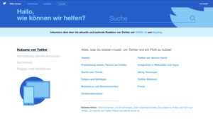 FAQ erstellen Screenshot Twitter Hilfe Center Startseite