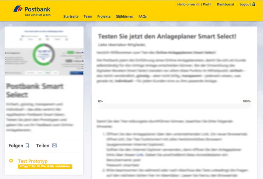 Co-Creation bei der Postbank