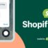 Grafik mit Smartphone und Logo von Shopify Chat