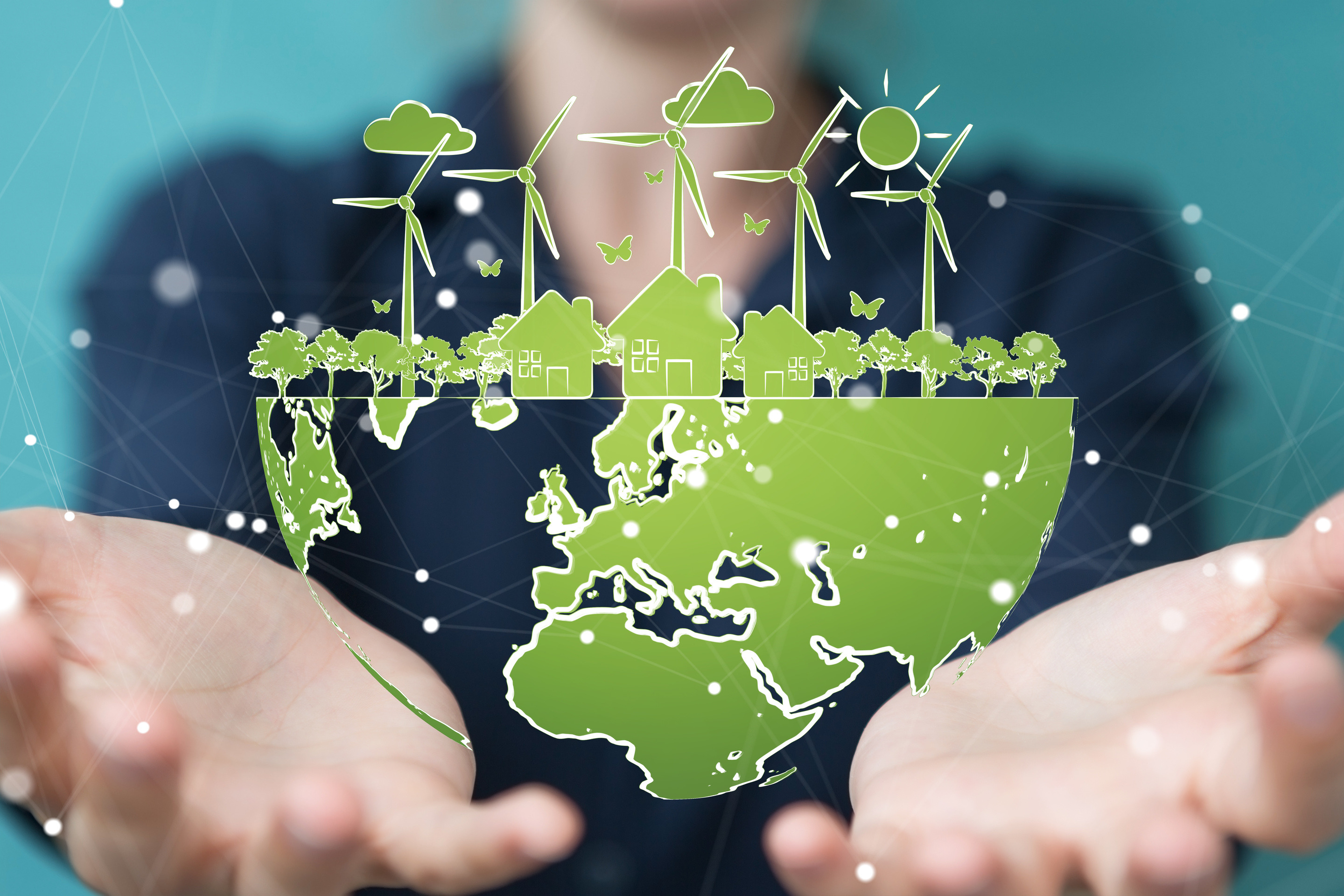 Digitalisierung im Unternehmen Weltkugel erneuerbare Energien