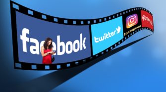 Video Untertitel erstellen Videostreifen mit Social Media Logos