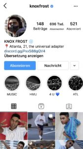 Instagram Profil von Knox Frost