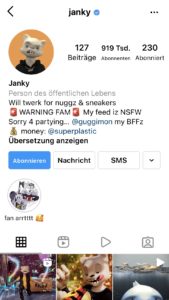 Instagram Profil von Janky