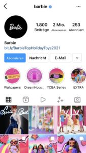 Instagram Profil von Barbie