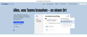 Screenshot Dropbox Business Landingpage Call to Action Beispiele