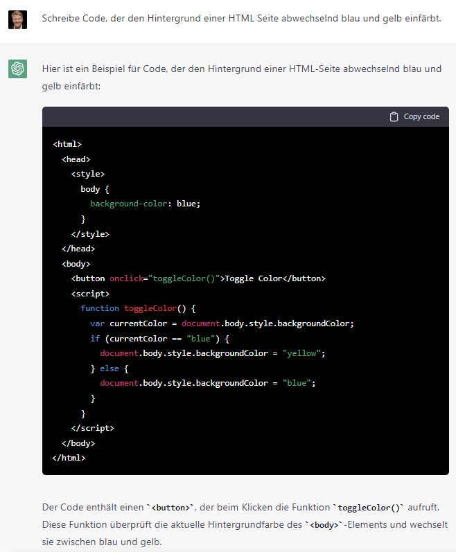 HTML Code mit Chatbot