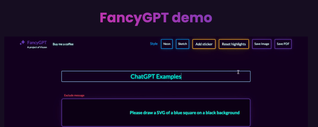 Bild von FancyGPT Demo