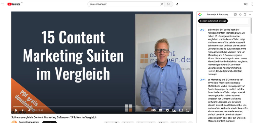 Bild von Browser Erweiterung YouTube Summary 