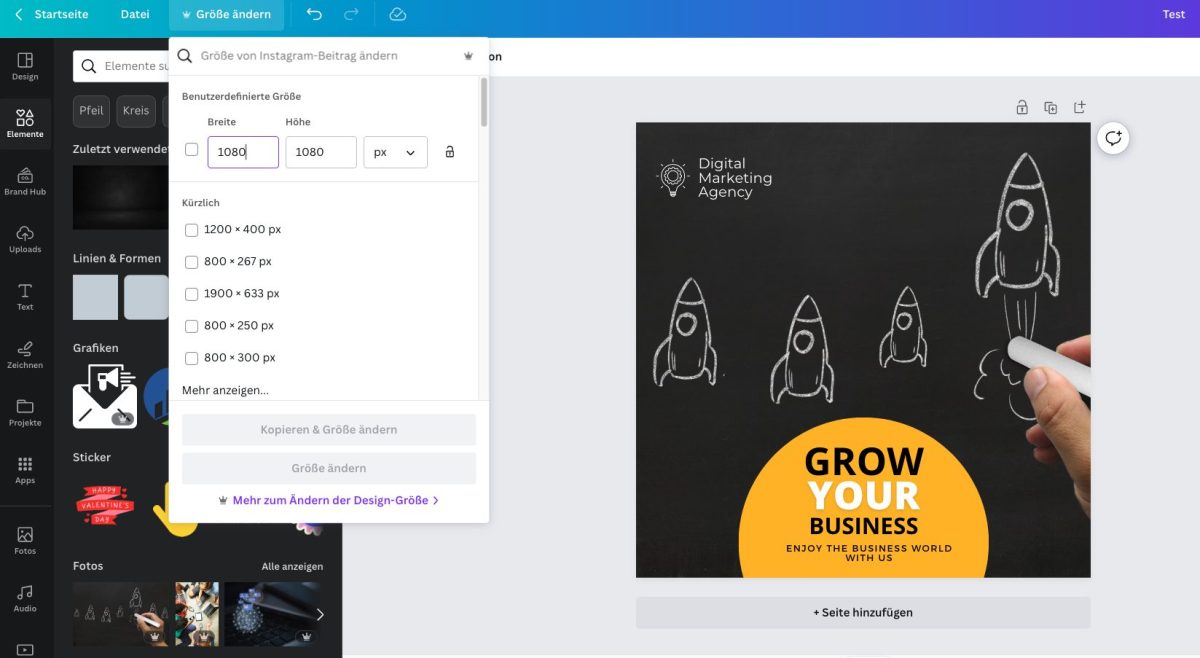 Funktion von Canva Pro: magic resize