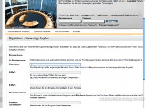 Anmeldung zur Online-Petition des Bundestags